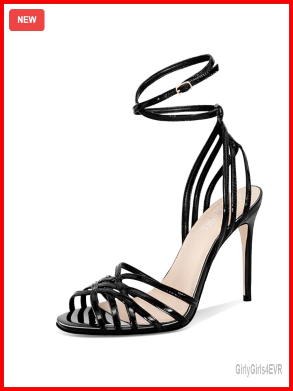 Lace Up Stiletto Heeled Sandals Open Square Toe Slingback Women's Dress Shoes
